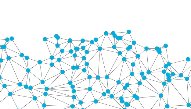 Abstract Black and White Polygonal Network Background with Connected Dots and Lines for Digital Applications