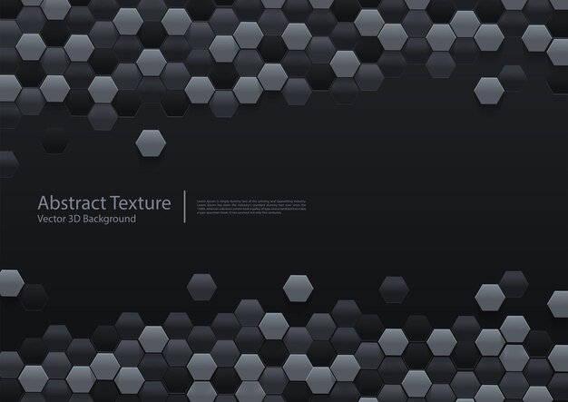 abstract black hexagonal background 3d