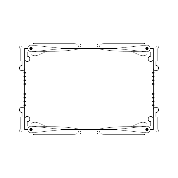 abstract black simple line rectangular frame doodle outline element vector design style sketch