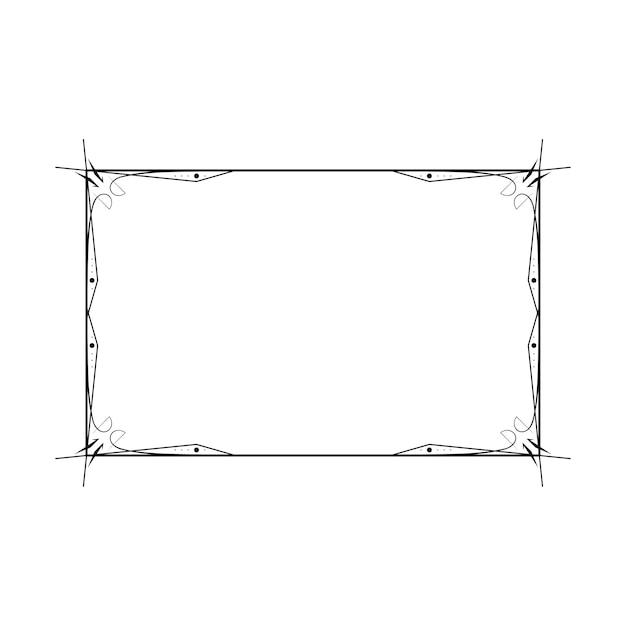 Abstract Black Simple Line Rectangular Frame Doodle Outline Element Vector Design Style Sketch