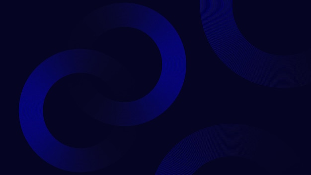 abstract blue circular wave pattern with curved lines on a dark background