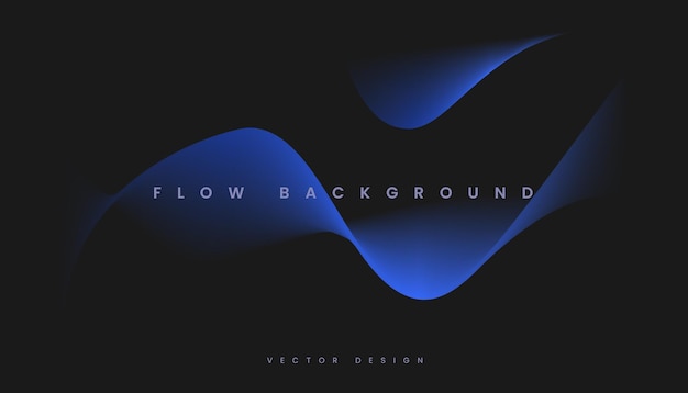 Abstract Blue Fluid Wave on Dark Background. Gradient 3d Flow Liquid Shape