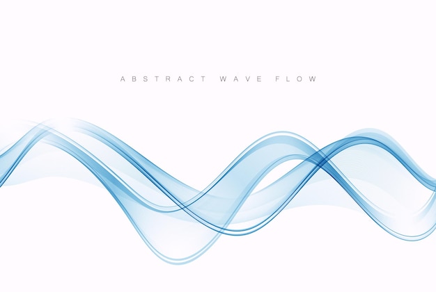Abstract blue transparent flow lines Blue wave background