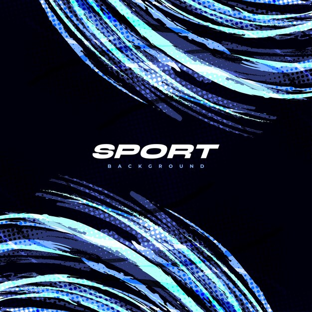 abstract brush background with halftone effect sport background with blue brush scratch and texture elements for design