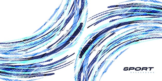 abstract brush background with halftone effect sport background with blue brush scratch and texture elements for design