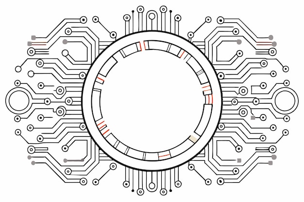 abstract circuit board circle frames digital and electronic patterns collection