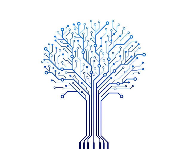 abstract circuit tree on white background technology design computer engineering hardware system