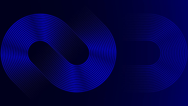 abstract circular wave blue gradient pattern minimalist line art dark background design