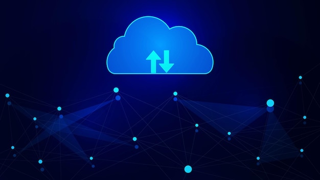 abstract cloud computing technology or cloud connection system with upload and download background