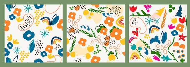 abstract collection of seamless patterns with organic shapes set of diifferent abstract shapes