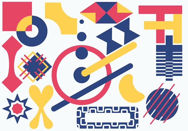 abstract colorful flat geometric template design with simple symbol shapes
