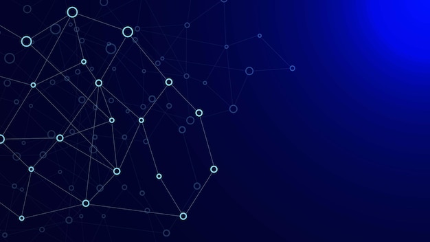 abstract connected dots and lines for global network connection on dark blue background