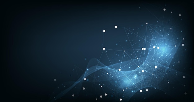 Abstract connection on dark blue background