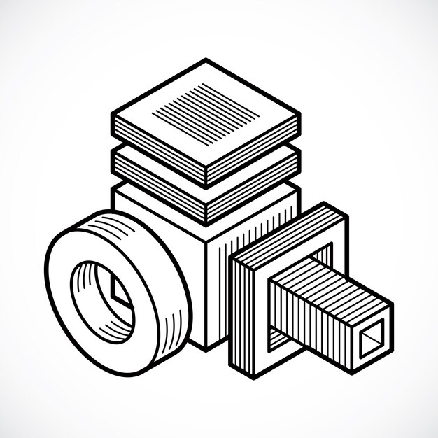 Abstract construction vector, dimensional design.
