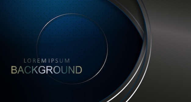 abstract dark background of blue shade semicircular curtains with a border of gray shade round frame