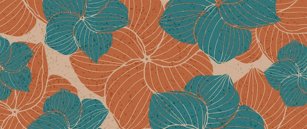 Abstract floral retro background with orange and blue flowers