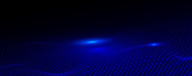 Abstract futuristic digital landscape with particles dots and horizon digital connection