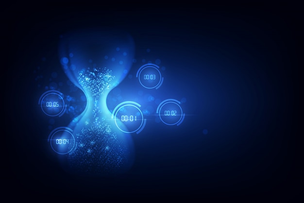 Abstract  Futuristic Technology Background Hourglass with Digital number timer concept and countdown