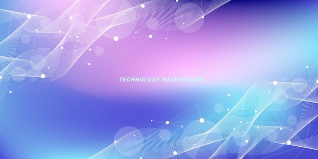 Abstract futuristic technology background Technology and science theme background with waves and plexus lines Global network connection template idea
