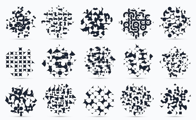 abstract geometric backgrounds big set isolated vector black and white design elements in retro style of 70s modern complex compositions with geometrical shapes