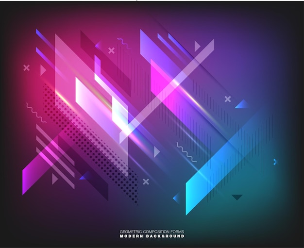 abstract geometric composition forms modern background with decorative triangles and patterns backdrop vector illustration set