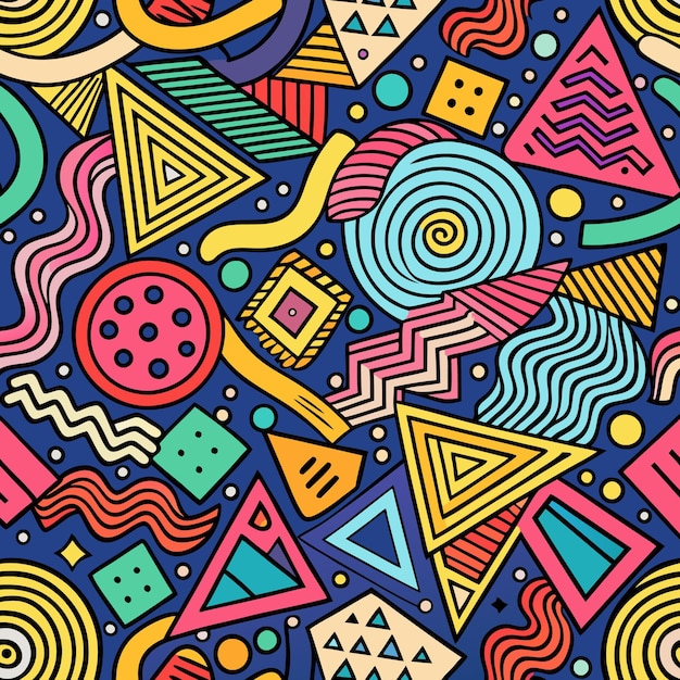 Abstract Geometric Pattern with Colorful Shapes and Lines