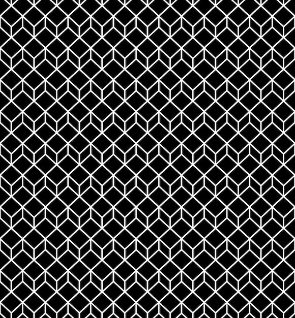 Abstract geometric Seamless background cubes. Vintage black and white Cross lines pattern.