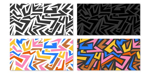 Abstract geometric seamless pattern black and white and colorful on isolated background Vector