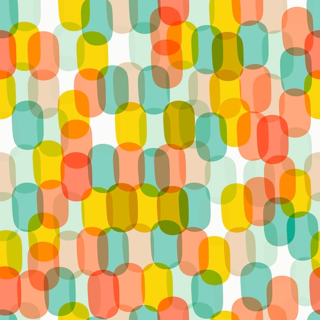 Abstract geometric seamless pattern with round shapes. Colorful transparent circles background.