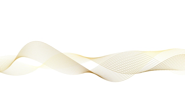 Abstract gold gradient background wave element for design. Stylized wave with lines.