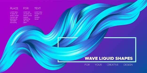 Abstract gradient 3d waves liquid shapes design