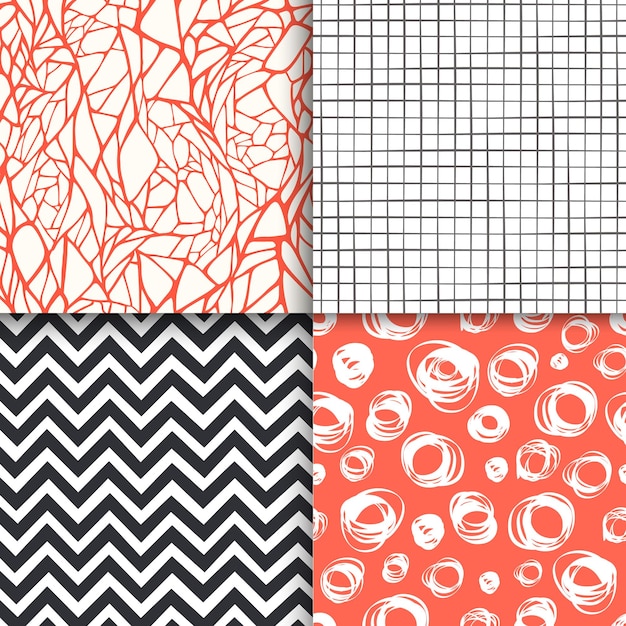 abstract hand drawn geometric simple minimalistic seamless patterns set