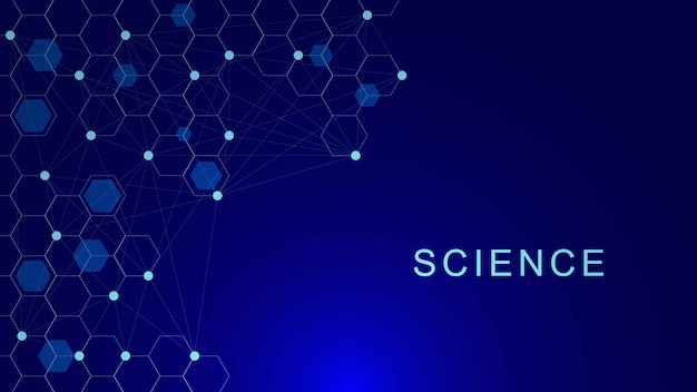 abstract hexagonal shapes with particles for medical chemistry science and technology background