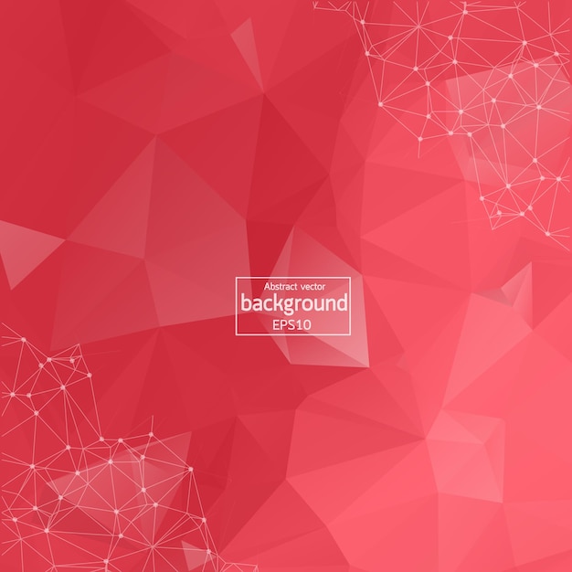 abstract low poly red technology vector background connection structure vector data science background polygonal vector background molecule and communication background