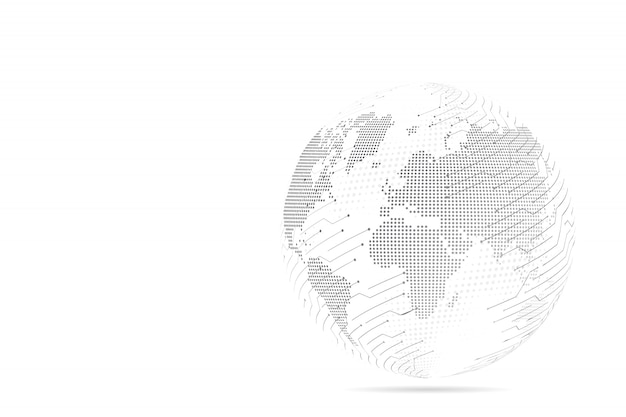Abstract mash line and point scales   with earth globe. Wire frame 3D mesh polygonal network line, design sphere, dot and structure.