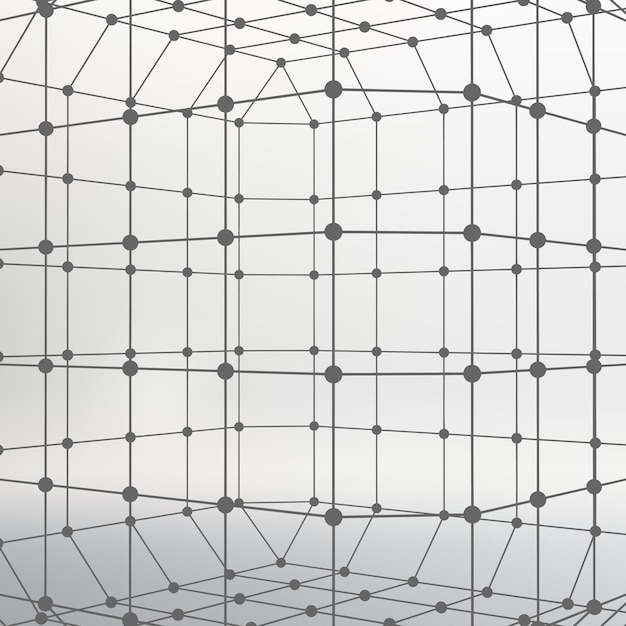 Abstract  Mesh polygonal background of lines and dots Molecular lattice