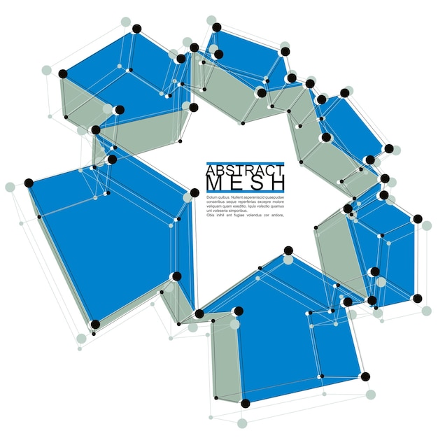 abstract mesh vector illustration, template for technology theme layouts, connection, communication, engineering, science, physics, chemistry, electronics, programming etc, clear eps 8.