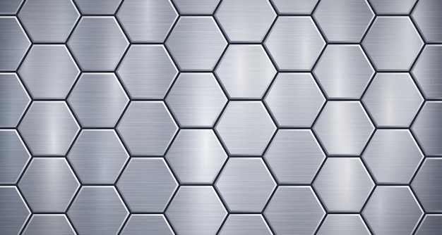 abstract metallic background in light blue colors with highlights consisting of voluminous convex hexagonal plates