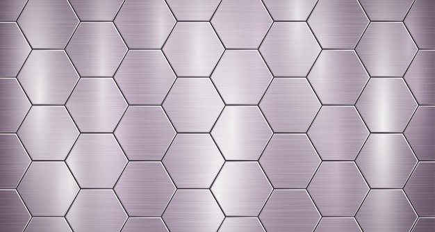 abstract metallic background in purple colors with highlights consisting of voluminous convex hexagonal plates