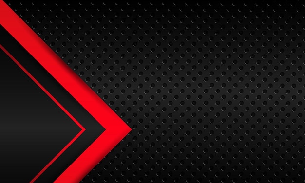 abstract modern red shiny with arrow shape on dark metalic futuristic background