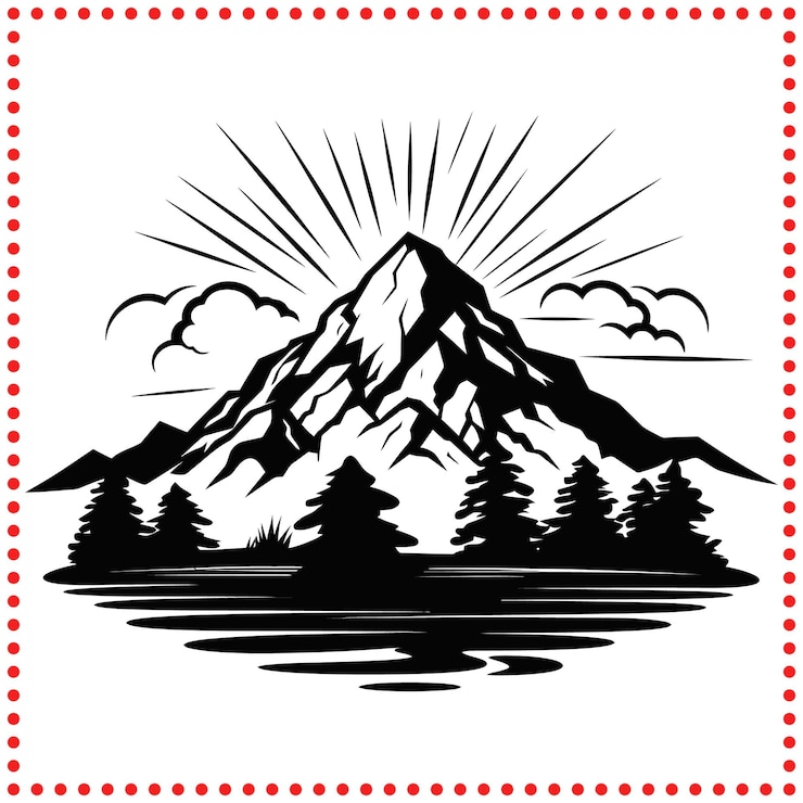 Vektor abstract mountain range silhouettes monochromatic wilderness scene