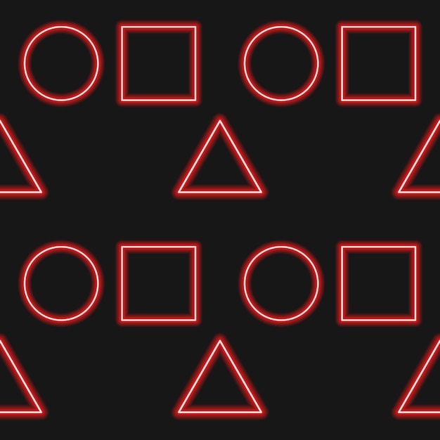 Abstract neon background Texture of geometric shapes circle triangle square
