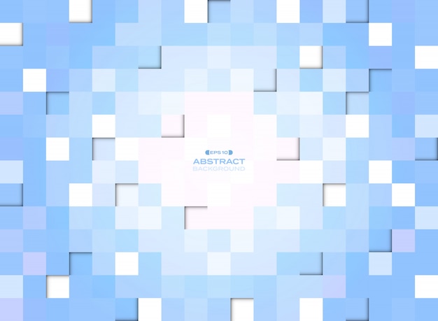 abstract of blue gradient pixel square pattern background.