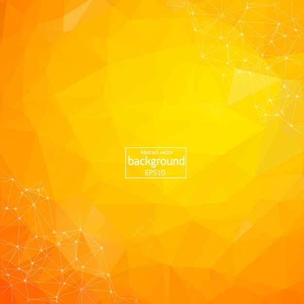 abstract orange geometric polygonal background molecule and communication connected lines with dots concept of the science chemistry biology medicine technology