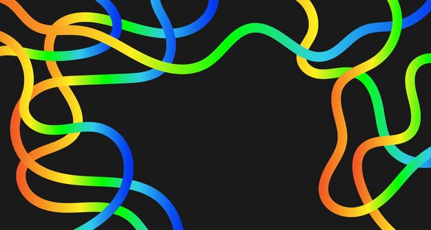 Abstract playful background with neon gradient wavy line Backdrop with organic curvy curly stripe Wave line art