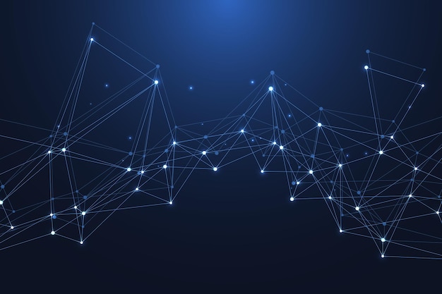 Abstract plexus background with connected lines and dots plexus geometric effect digital data visual...