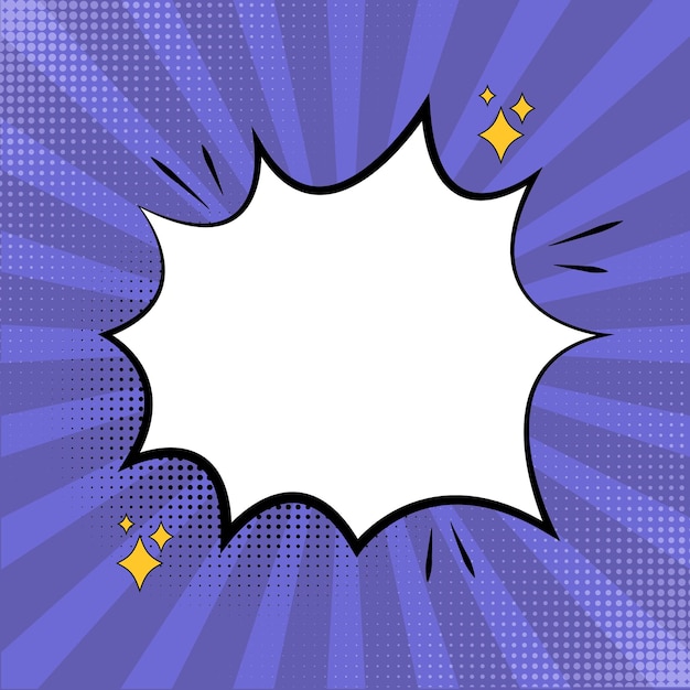 Abstract Pop Art Rays Background with Empty Speech Bubble Vector Illustration