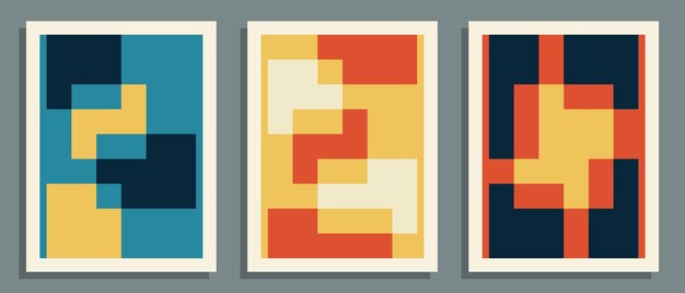 abstract posters set geometric cover background vector illustration