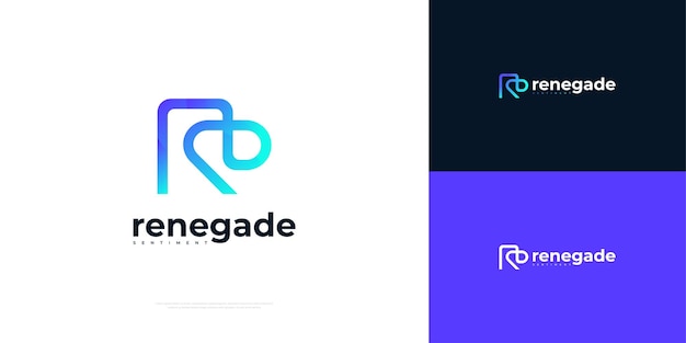 Abstract R and D Initial Logo with Connected Line Concept RD Logo Design in Blue Gradient Style