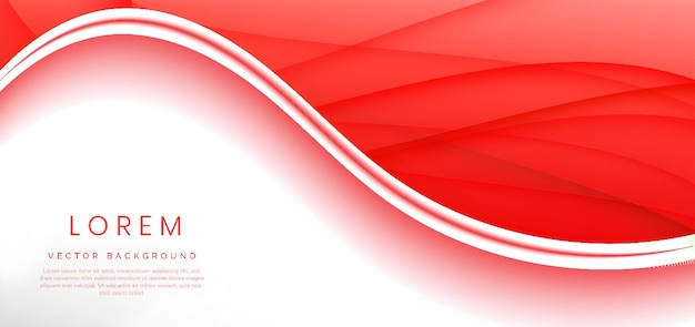 Abstract red wavy background design with a white curve